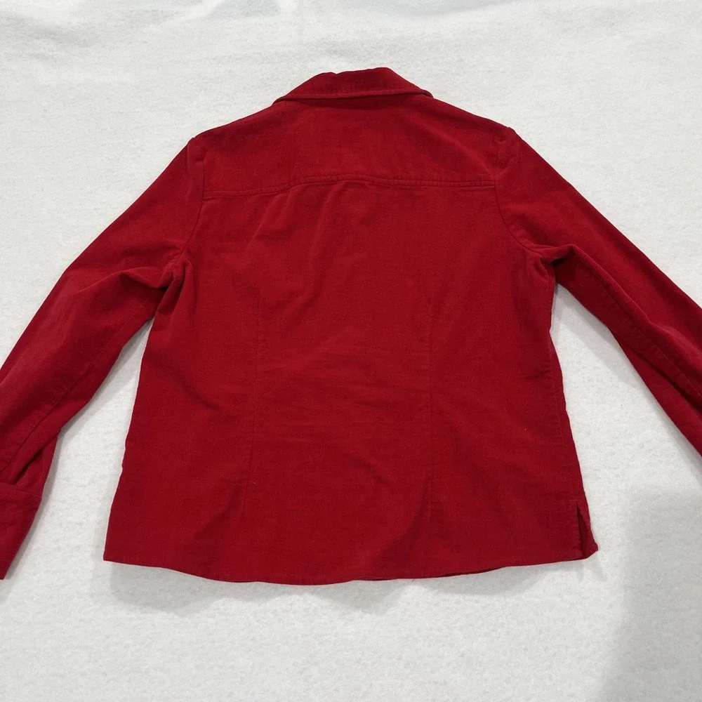 Corduroy Jacket Womens Large Red  Tomato Girl Fall Blazer Office Western Snap